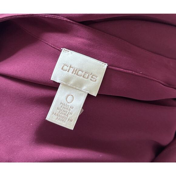 CHICOS Womens Size 0 Small Wine Purple Convertible Sleeve Button Up Tunic Shirt - Picture 10 of 11